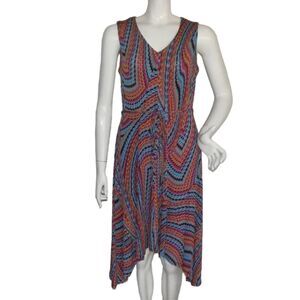 EMMA & MICHELE Dress, M, Digital Wavy print, Multiple colors, Sharkbite, Op Art